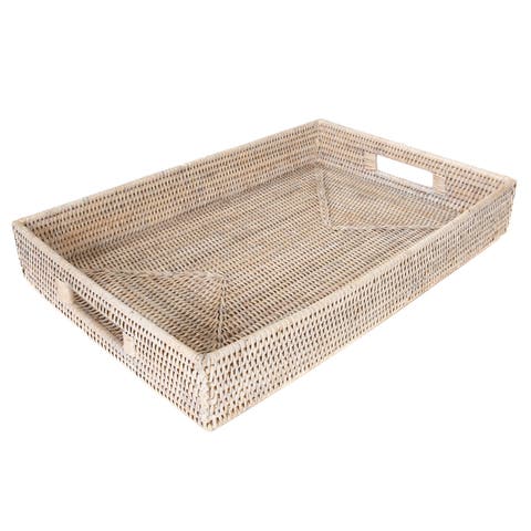 Artifacts Rattan Rectangular Tray With Cutout Handles