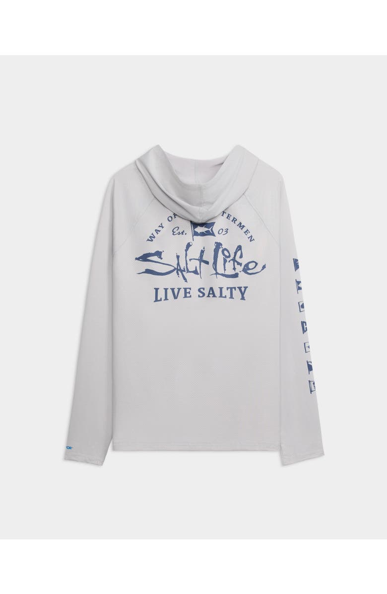Salt Life Ocean Kin 2.0 Perforated Hoodie, Alternate, color, Mist Grey