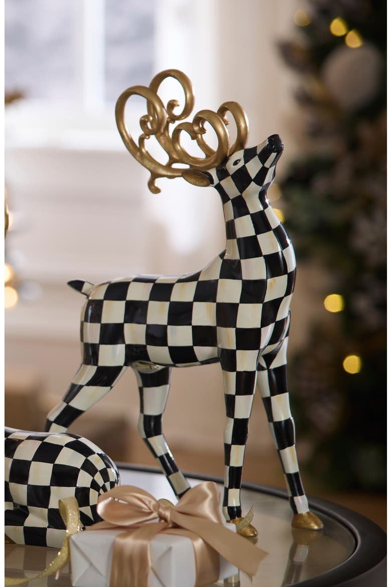 Courtly Check Noel Standing Deer Figurine, Alternate, color, COURTLY