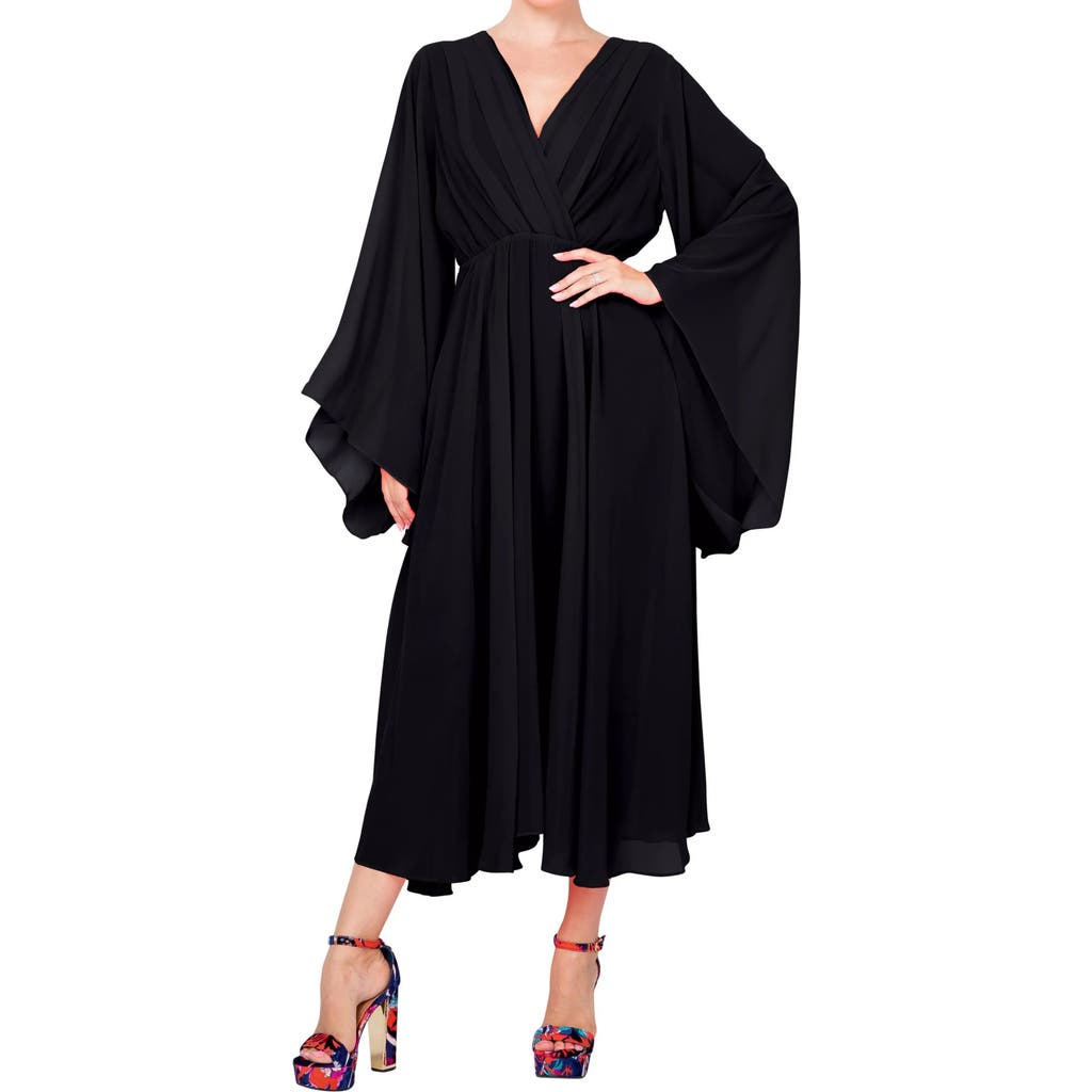 Meghan La Sunset Long Sleeve Midi Dress In Black