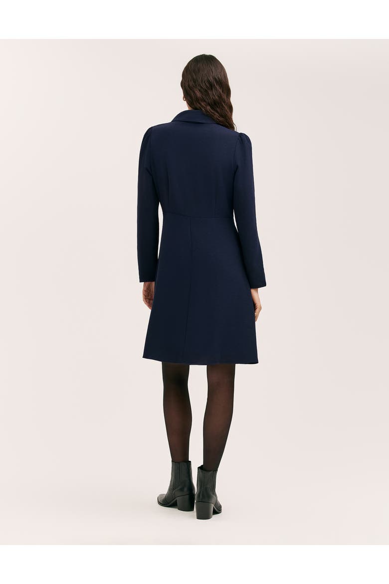Sabine Long Sleeve Collared Short Dress, Alternate, color, Navy
