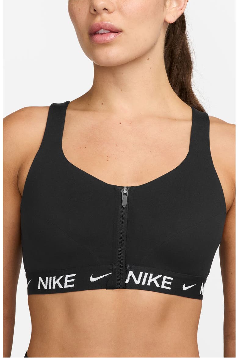Indy Dri-FIT Zip Front Sports Bra, Main, color, BLACK