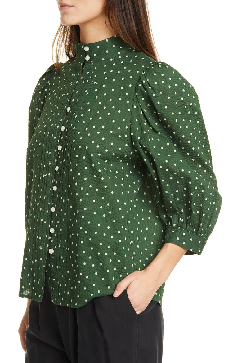 Frontier Dot Puff Sleeve Cotton Blouse, Alternate, color, FERN DOT