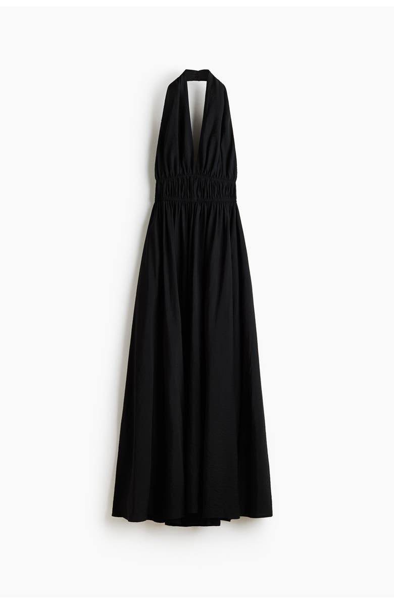 H&M Flared-skirt Halterneck Dress, Alternate, color, Black