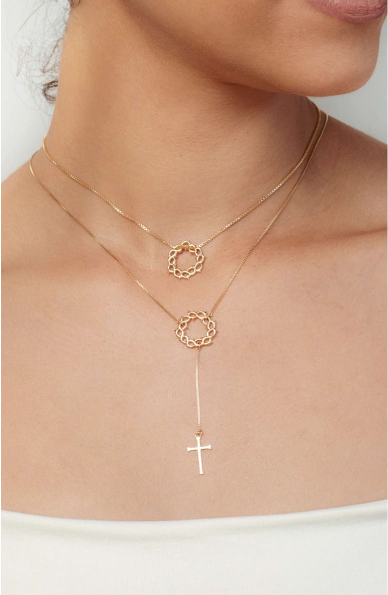 Rizen Jewelry Crown Of Thorns Necklace, Alternate, color, 18K Gold Plated