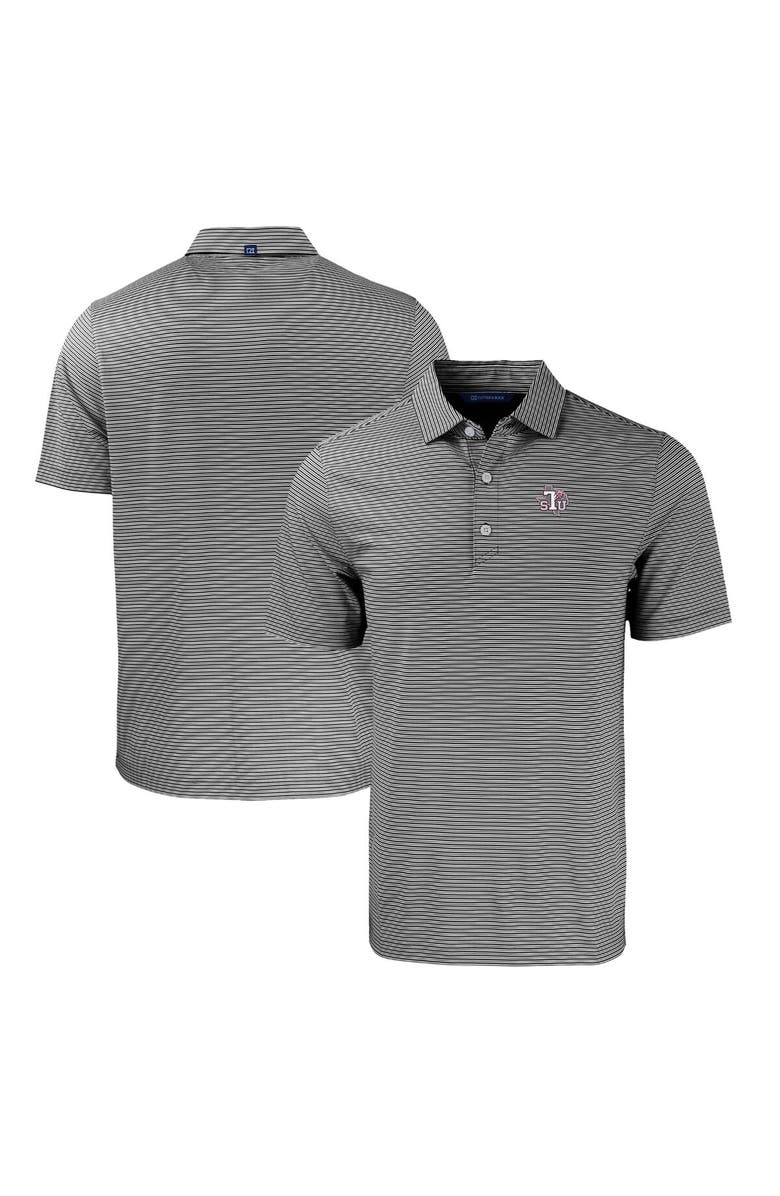 Cutter & Buck Men's Cutter & Buck  Black/White Texas Southern Tigers Big & Tall Forge Eco Double Stripe Stretch Recycled Polo, Main, color, 