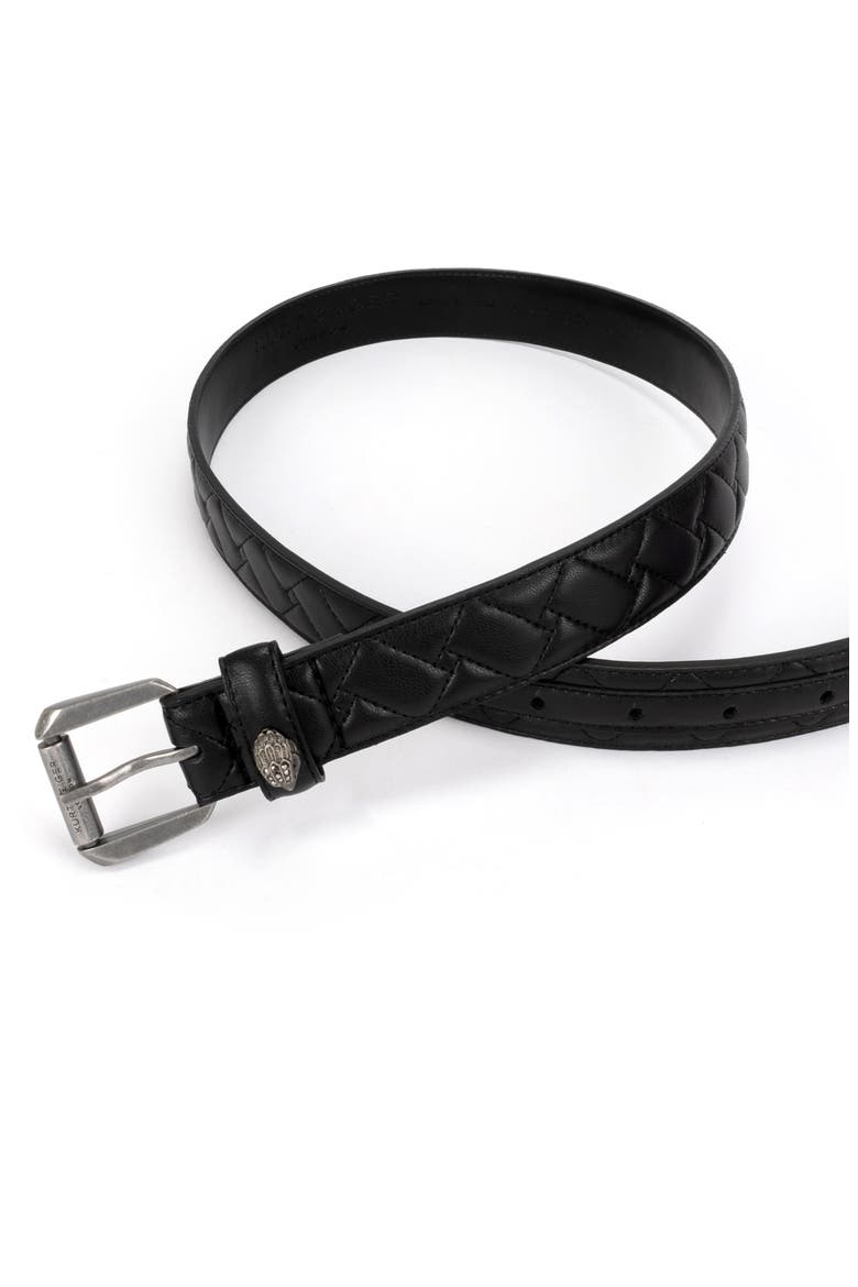 Micro Quilt Leather Belt, Alternate, color, BLACK ANTIQUE SILVER