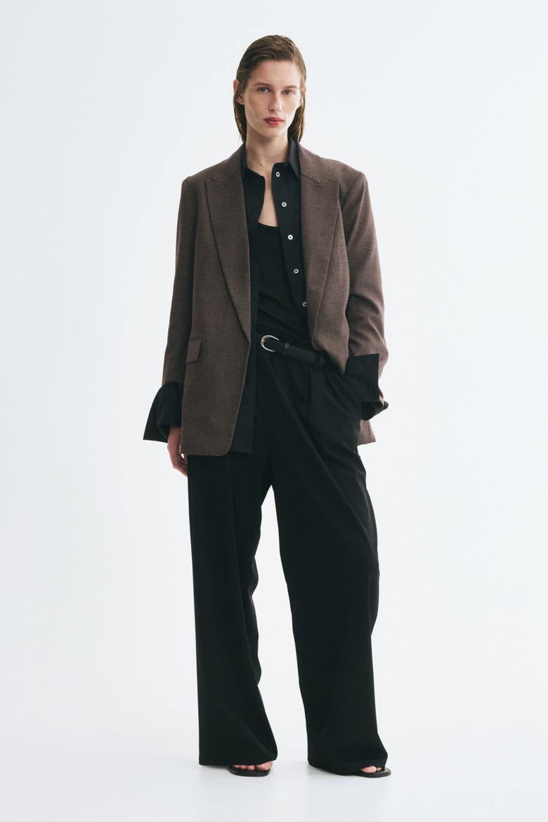 Oversized Blazer, Alternate, color, Dark beige/houndstooth