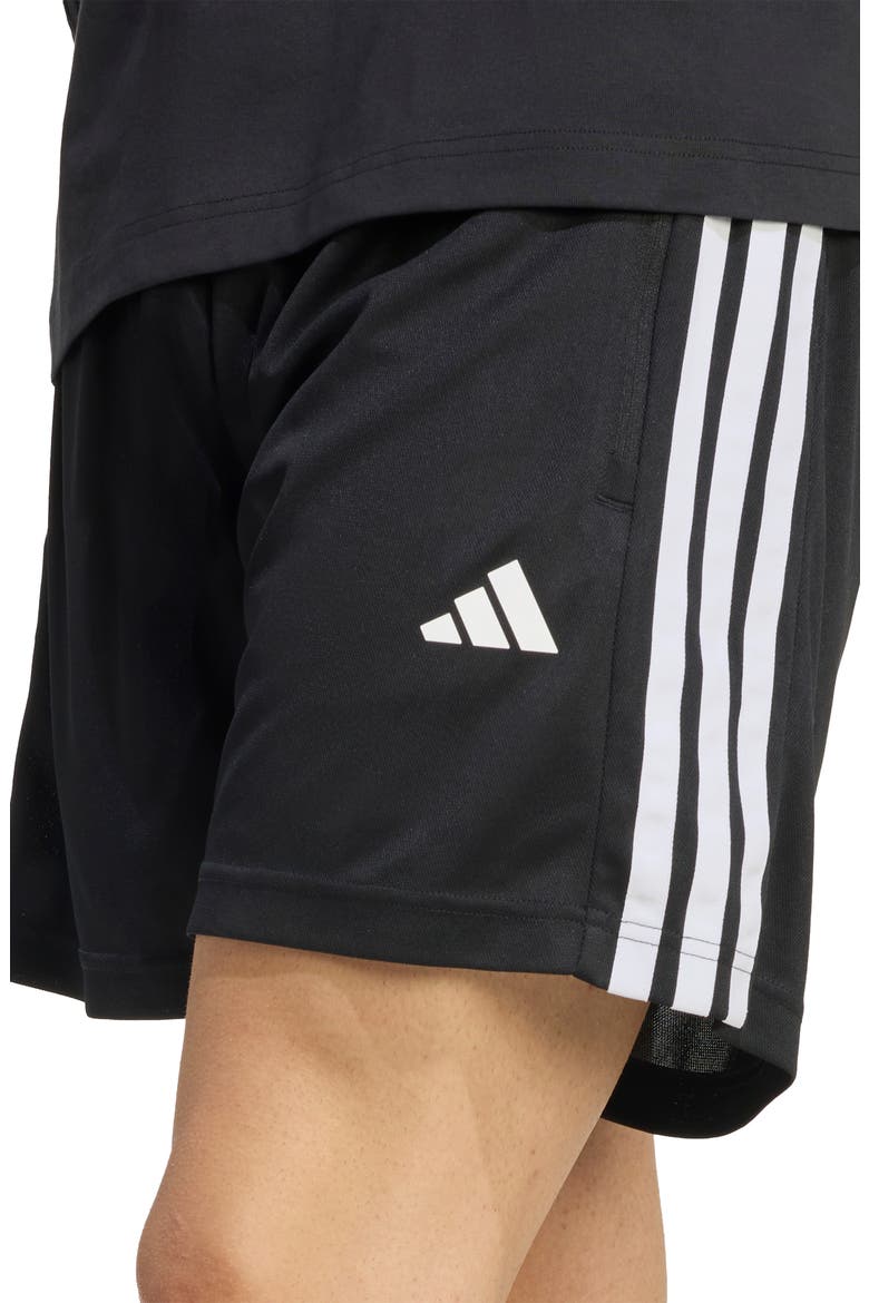 Essentials 3-Stripes Shorts, Alternate, color, BLACK/ WHITE
