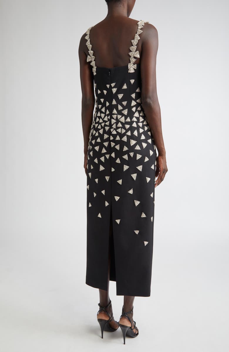 Oscar de la Renta Crystal Triangle Embellished Cocktail Dress, Alternate, color, Black/ Silver