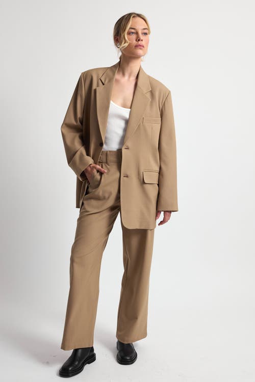 Almina Concept Oversized Double Button Blazer In Khaki