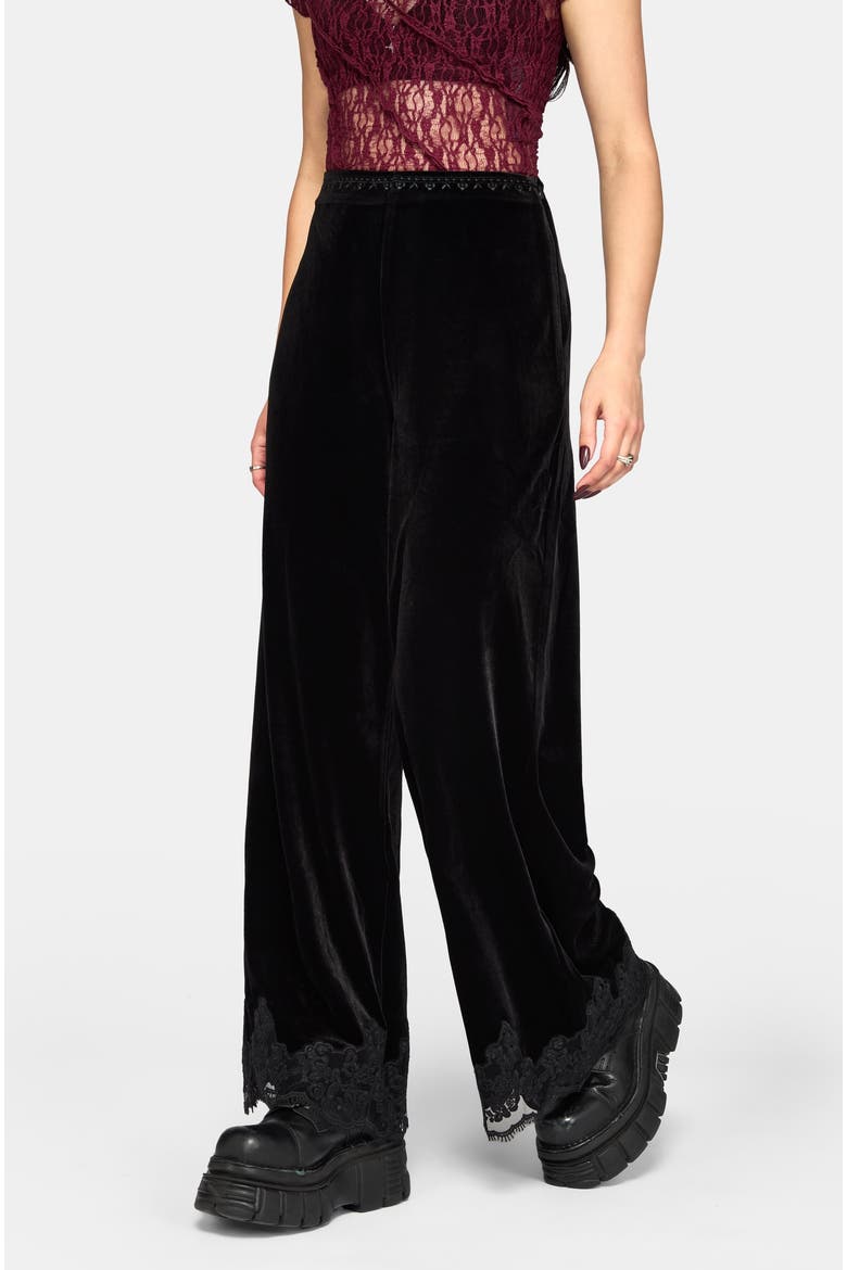 Velis Velour Wide Leg Trouser, Alternate, color, Black