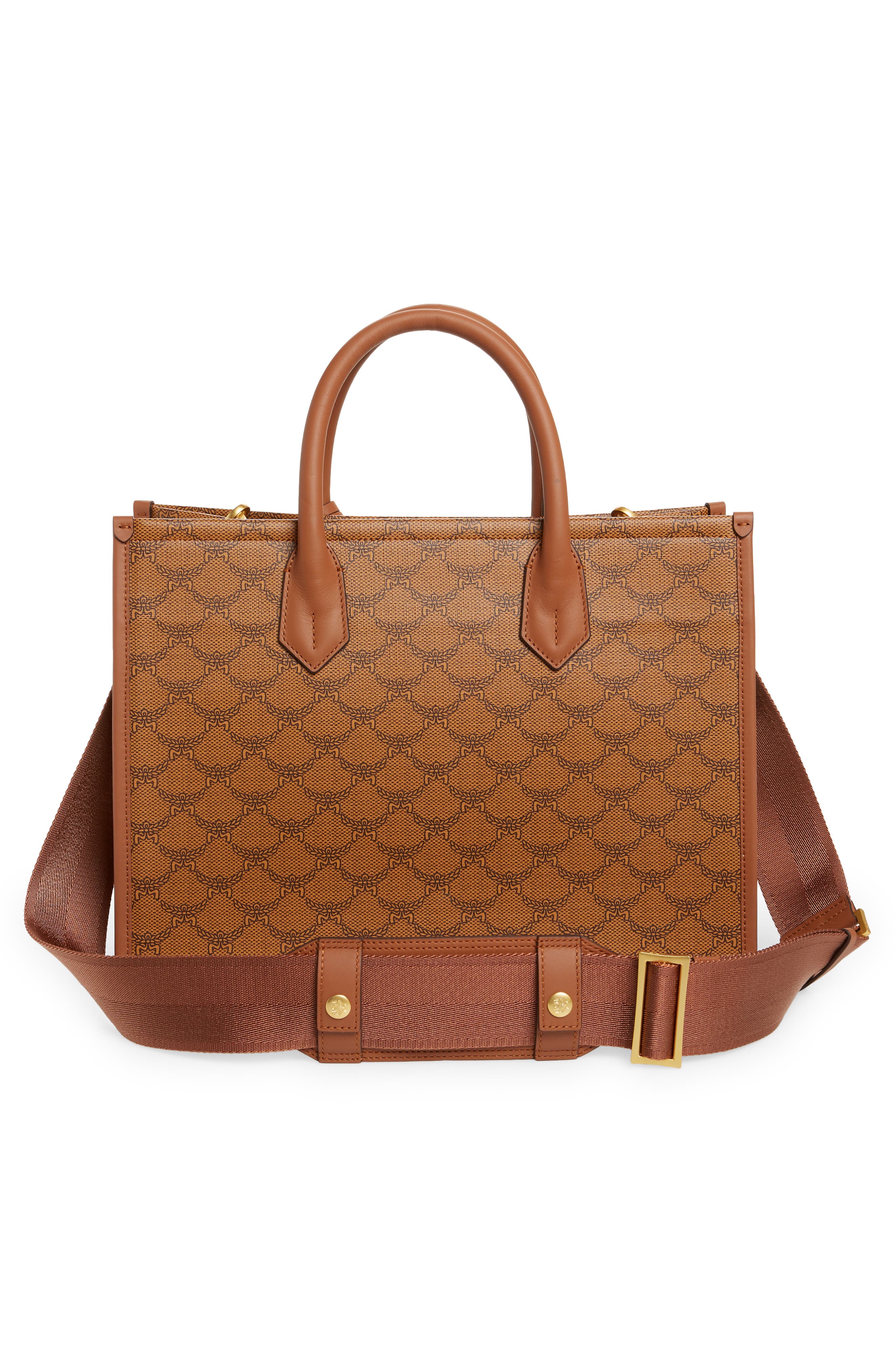 MCM Medium Himmel Lauretos Coated Canvas Tote, Alternate, color, 