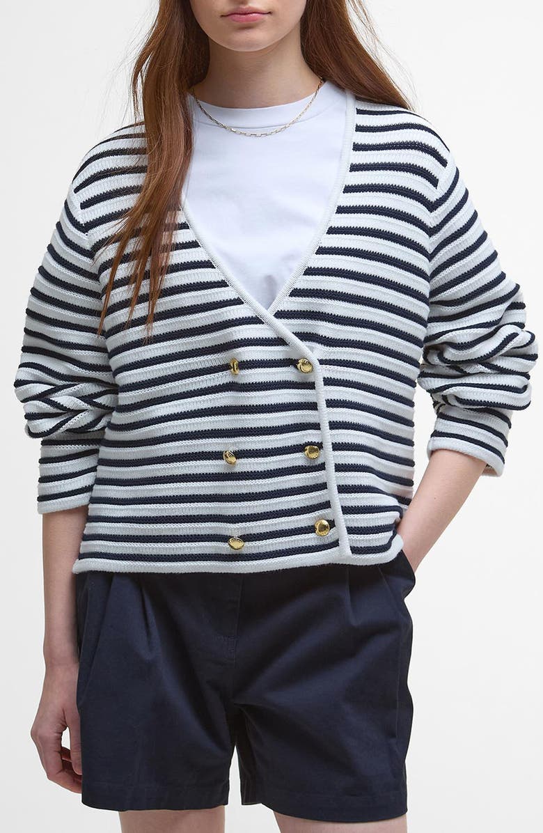 Barbour Abby Double Breasted Knit Jacket, Main, color, Cloud Navy