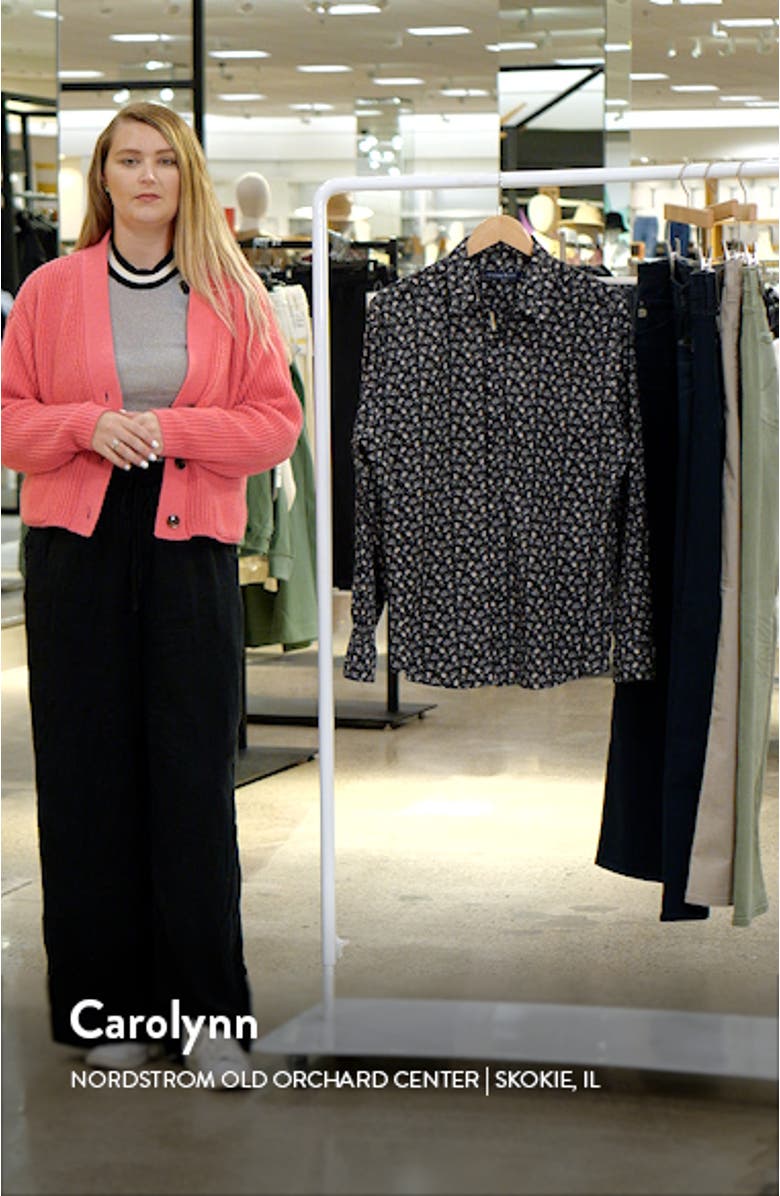 Bicycle Print Stretch Cotton Button-Up Shirt, sales video thumbnail