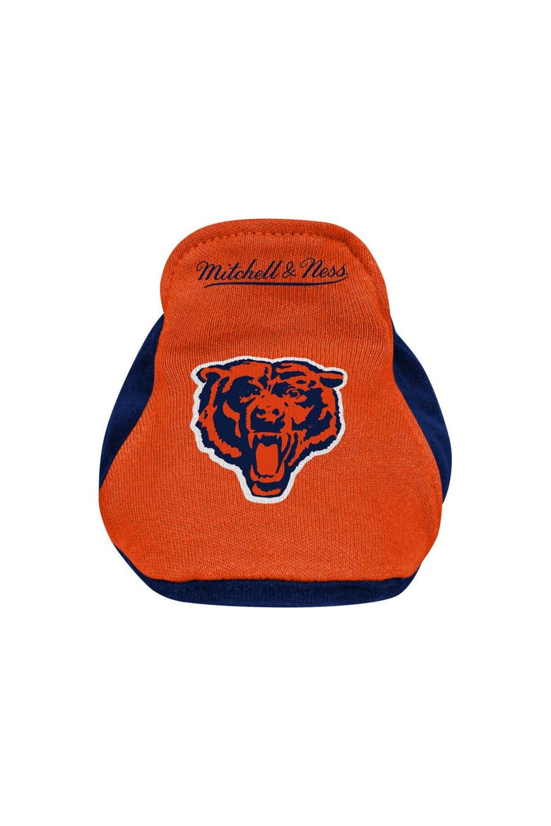 Newborn & Infant Mitchell & Ness Navy/Orange Chicago Bears Throwback Bodysuit Bib & Booties Set, Alternate, color, Navy