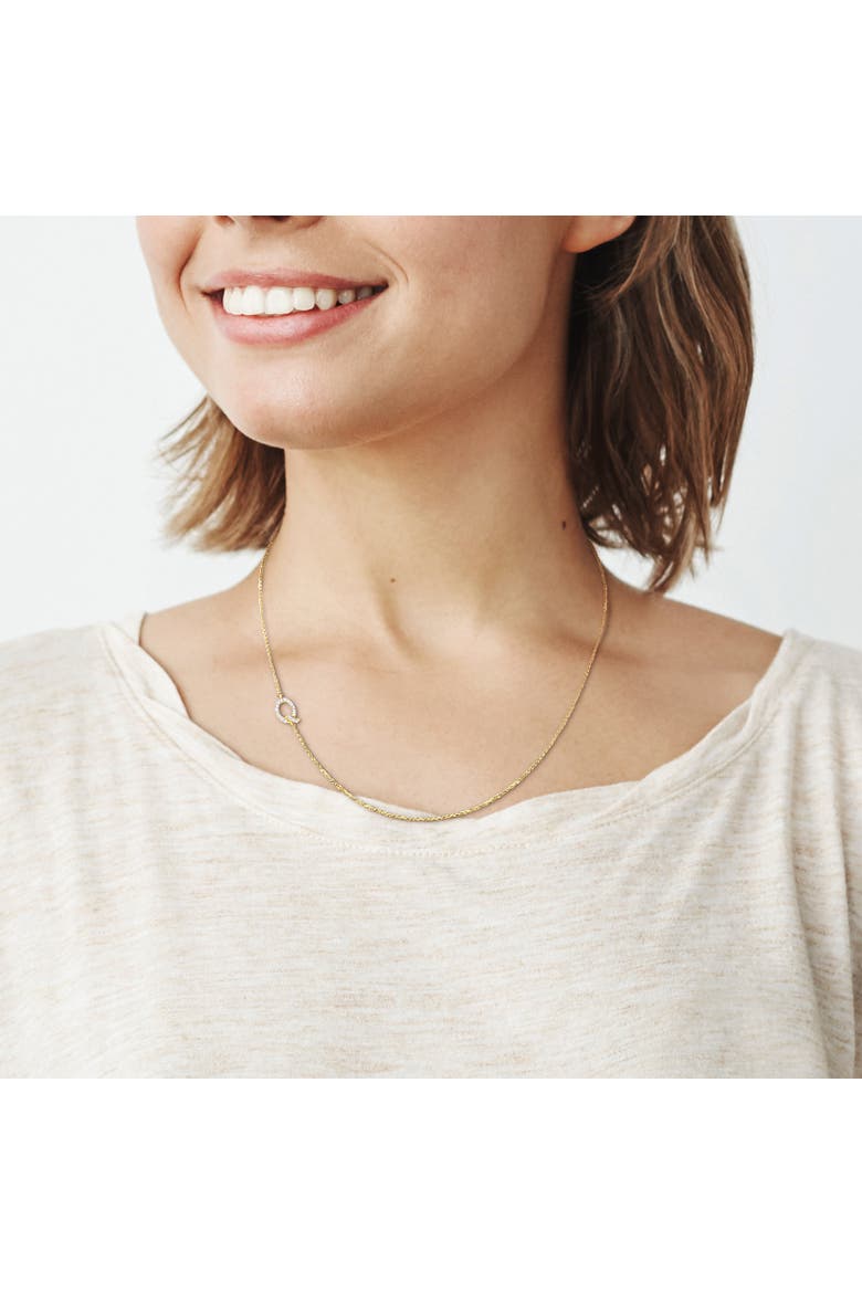 Diamond Initial Necklace 14k Yellow Gold, Alternate, color, Q