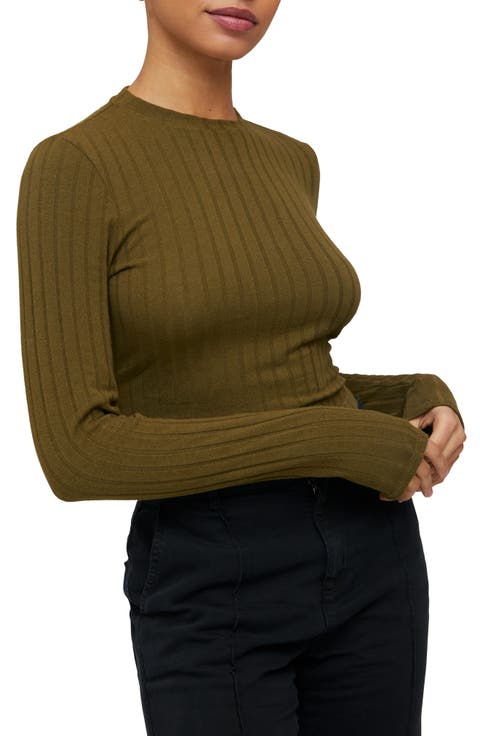 Long Sleeve Crop Rib Top