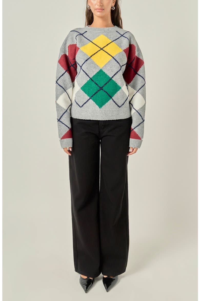 Argyle Sweater, Alternate, color, LIGHT GREY MULTI