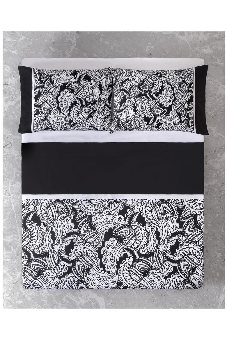 Four-Piece Paisley Print Sheet Set, Alternate, color, BLACK