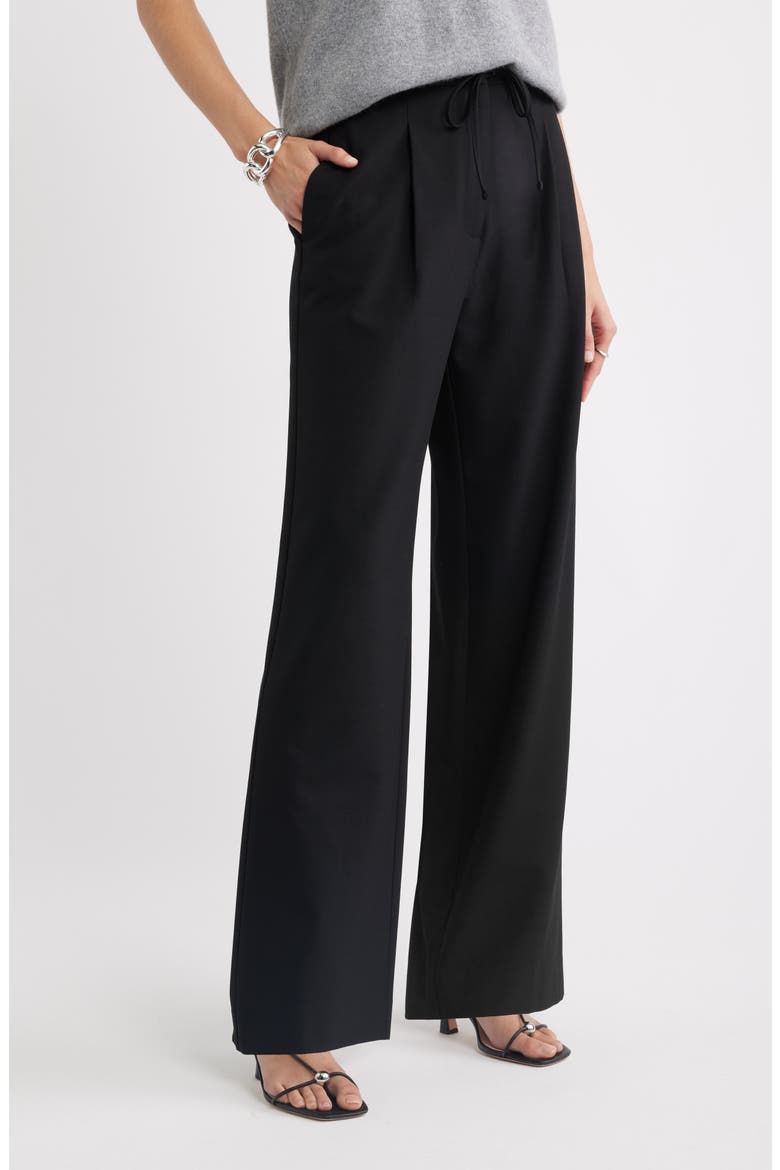 Drawstring Wide Leg Pants, Main, color, BLACK