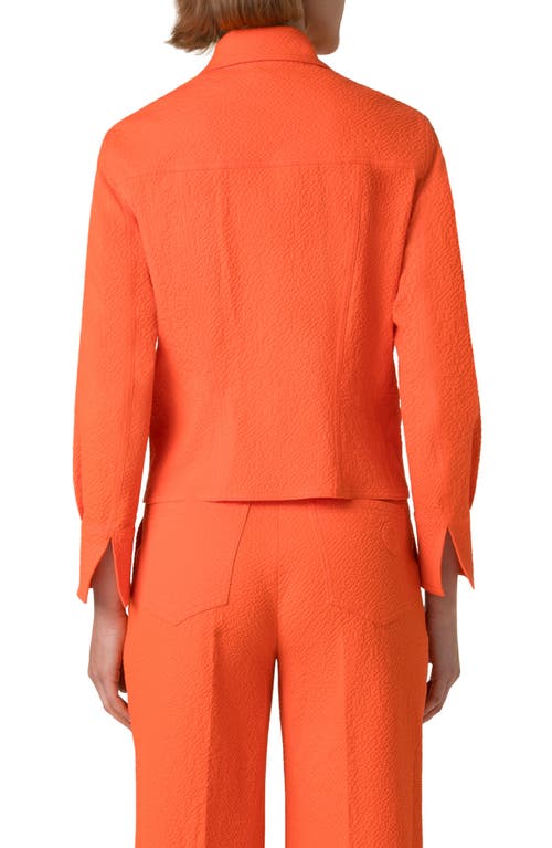 Akris Punto Seersucker Crop Jacket In Orange