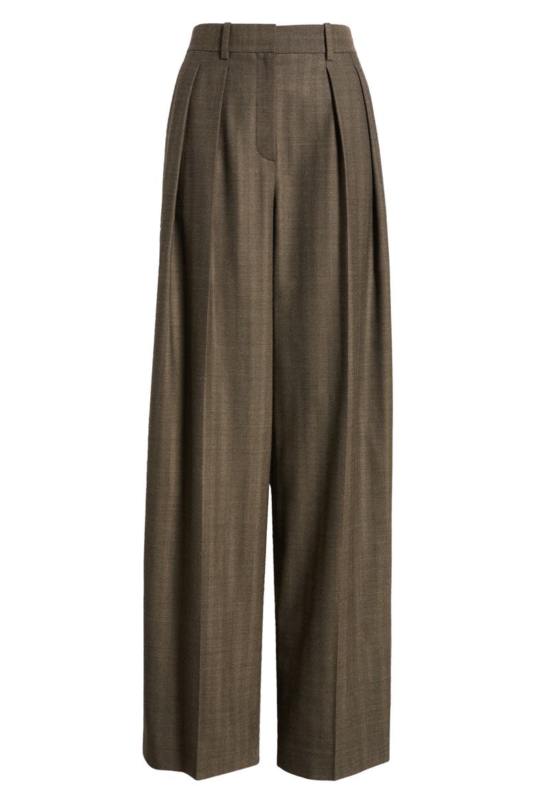 Double Pleat Wool Blend Pants, Alternate, color, BLACK MULTI
