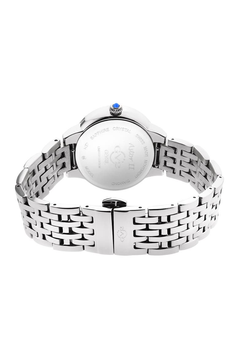 Astor II Mother-of-Pearl Diamond Bracelet Strap Watch, 38mm - 0.24 ctw, Alternate, color, SILVER