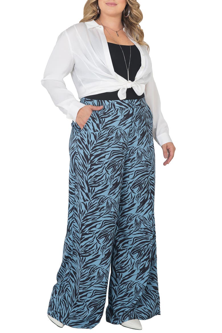 High Waist Wide Leg Pants, Alternate, color, ZEBRA FEVER