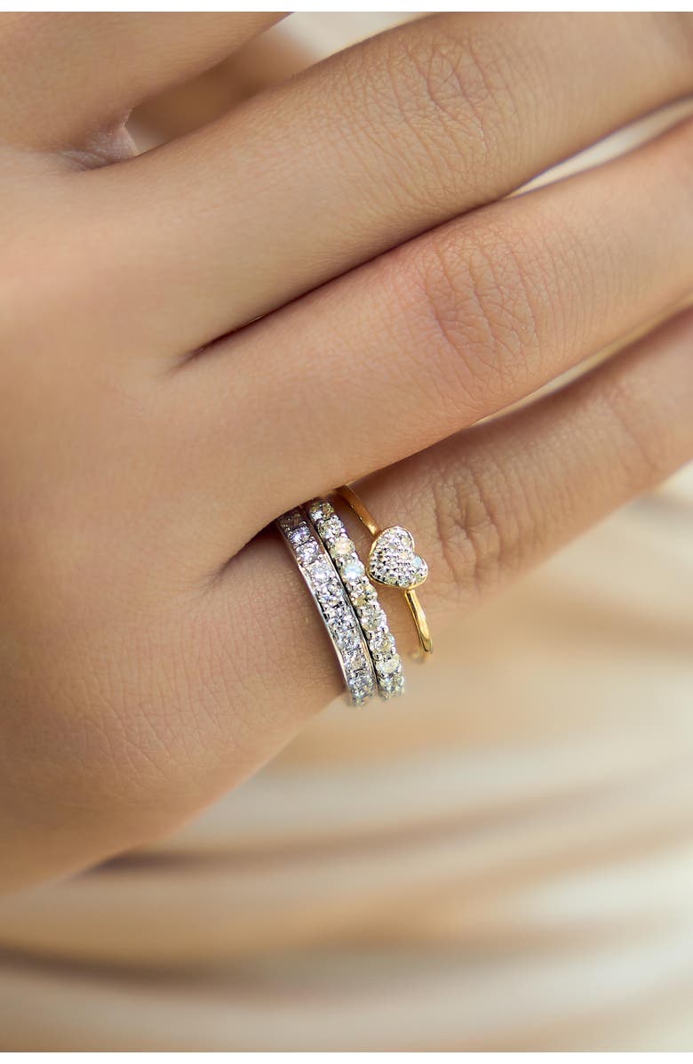 LuvMyJewelry Thea Diamond Pave Heart Ring in 14K Gold - 0.09 ct, Alternate, color, 14K Yellow Gold