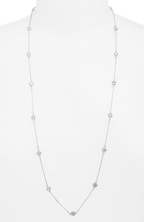 Nordstrom Bezel Cubic Zirconia Station Long Necklace In Metallic