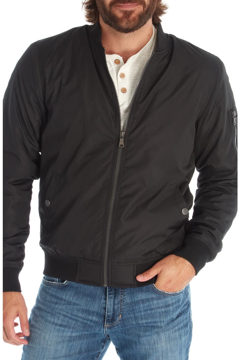 Zip Up Bomber Jacket, Alternate, color, BLACK