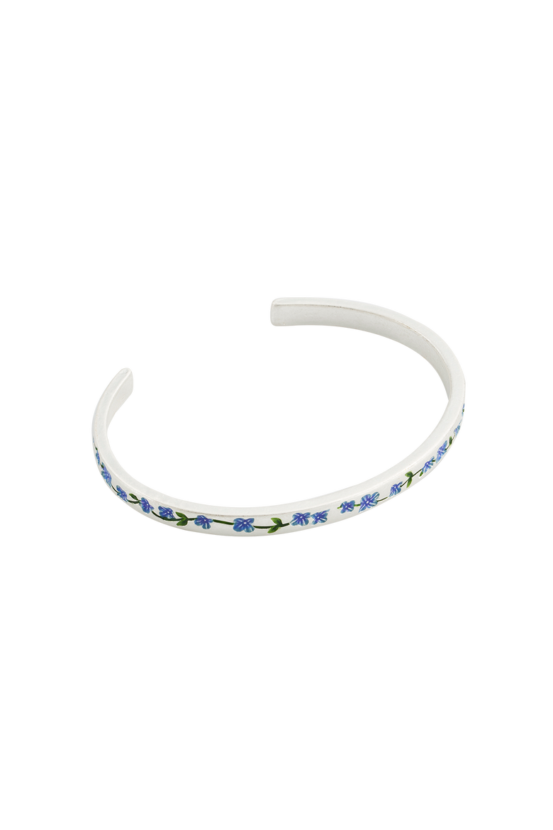 Forget Me Not Silver Bangle, Alternate, color, Silver