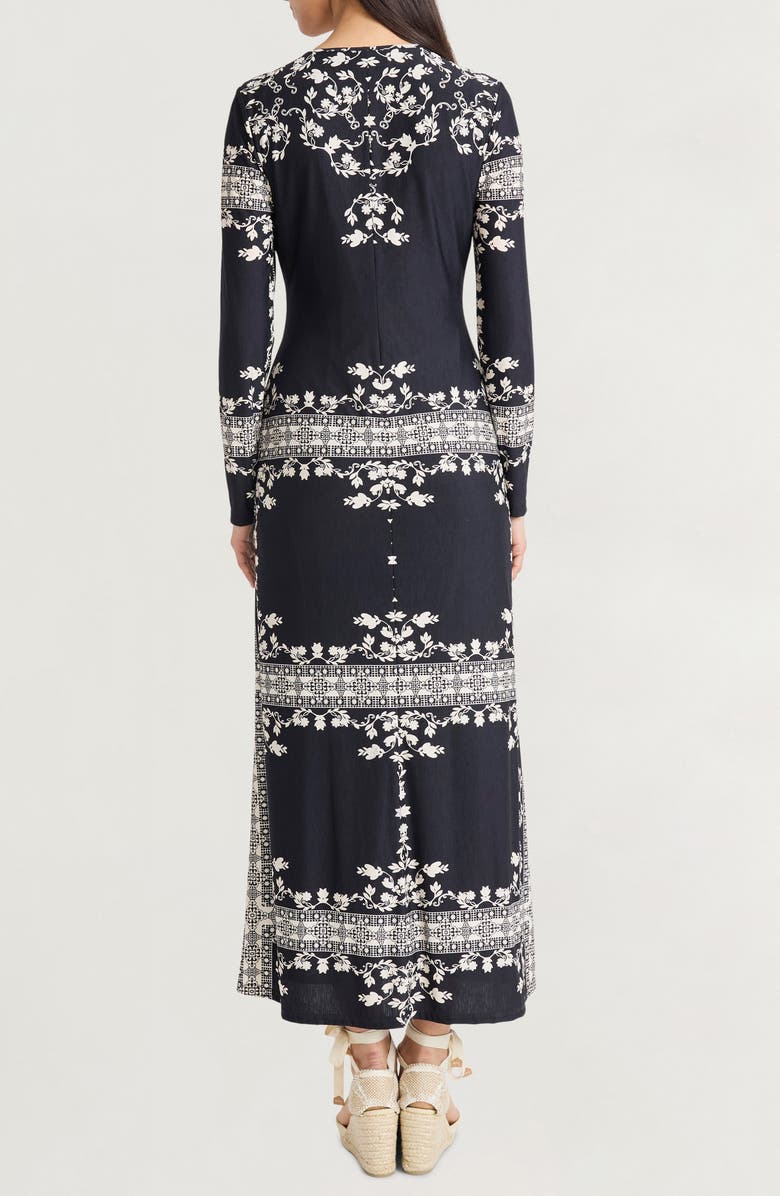 The Good Journey Long Sleeve Jersey Maxi Dress, Alternate, color, Black/ Beige
