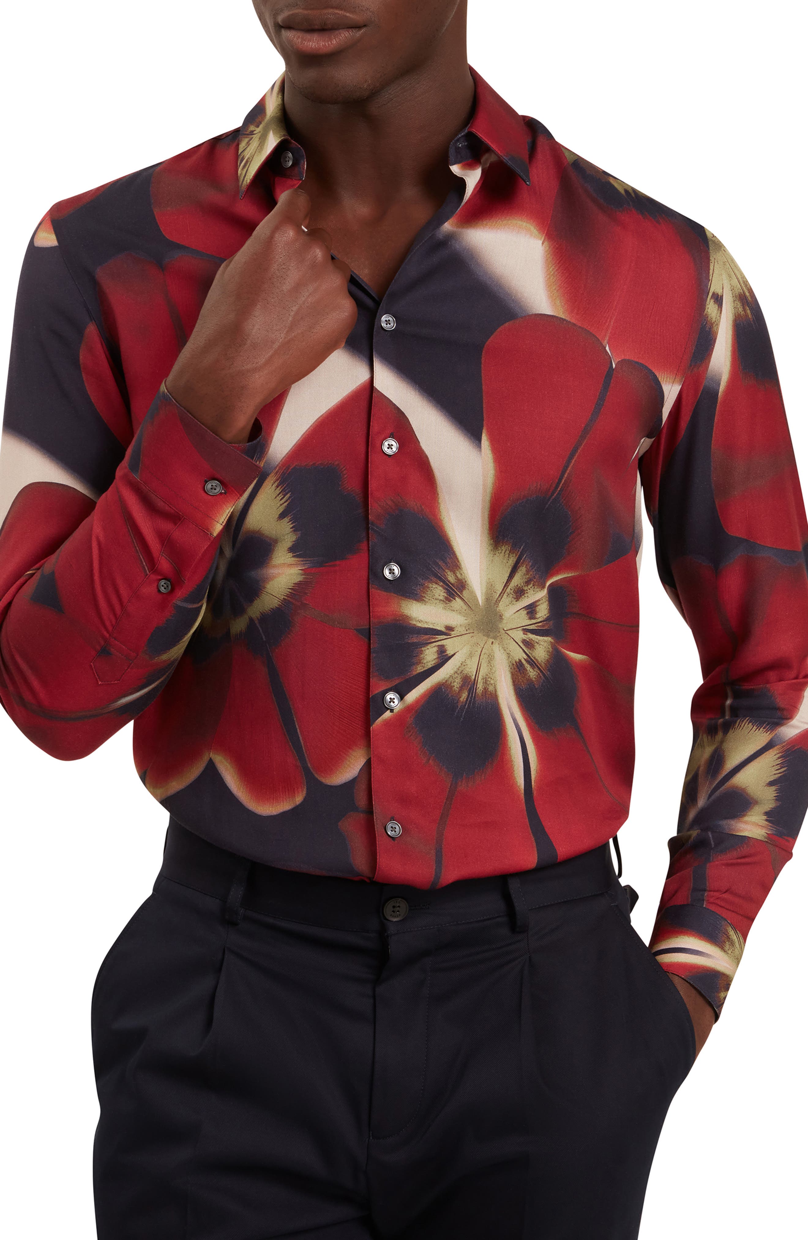 Phelin Floral Stretch Cotton Button-Up Shirt