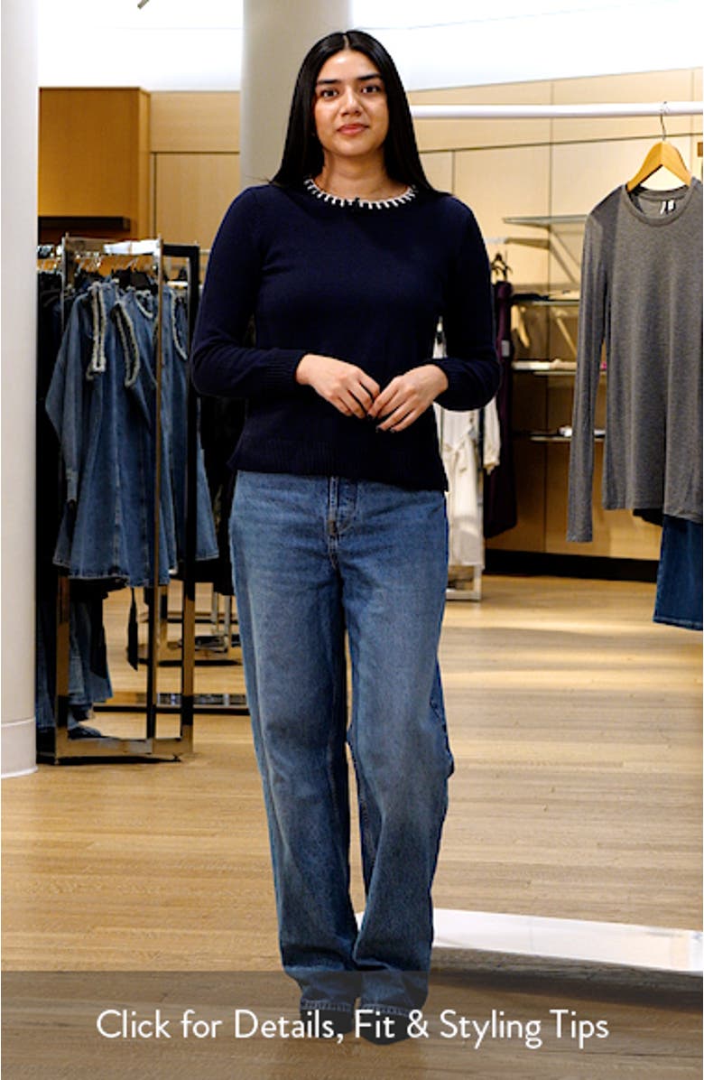 Blanket Stitch Cotton Blend Sweater, sales video thumbnail