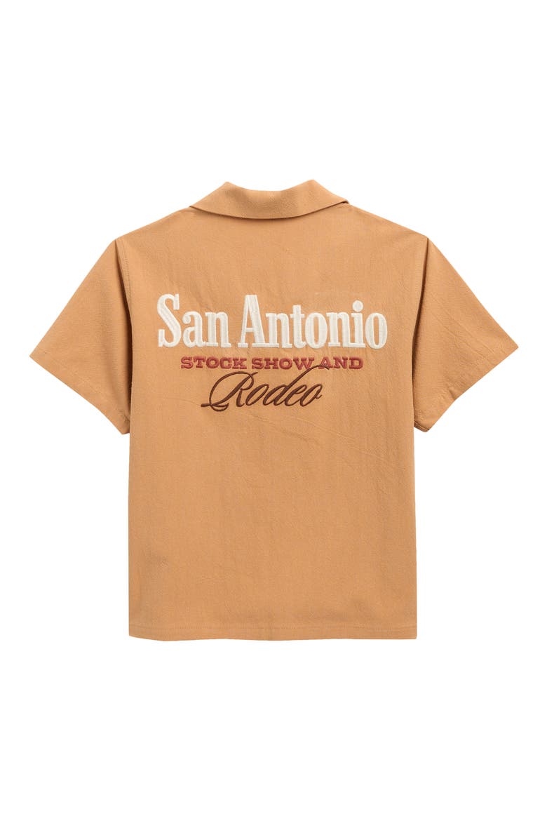 Kids' San Antonio Cotton Blend Camp Shirt, Alternate, color, BROWN
