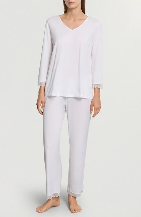 Inaya Tulle Trim Cotton Pajamas
