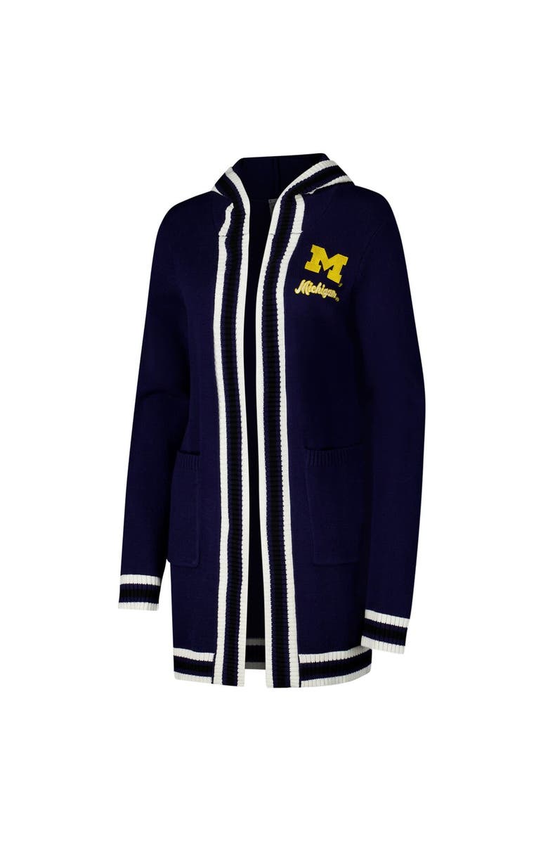 GAMEDAY COUTURE Women's Gameday Couture Navy Michigan Wolverines Stripe Detail Tri-Blend Hoodie Cardigan Sweater, Alternate, color, Navy
