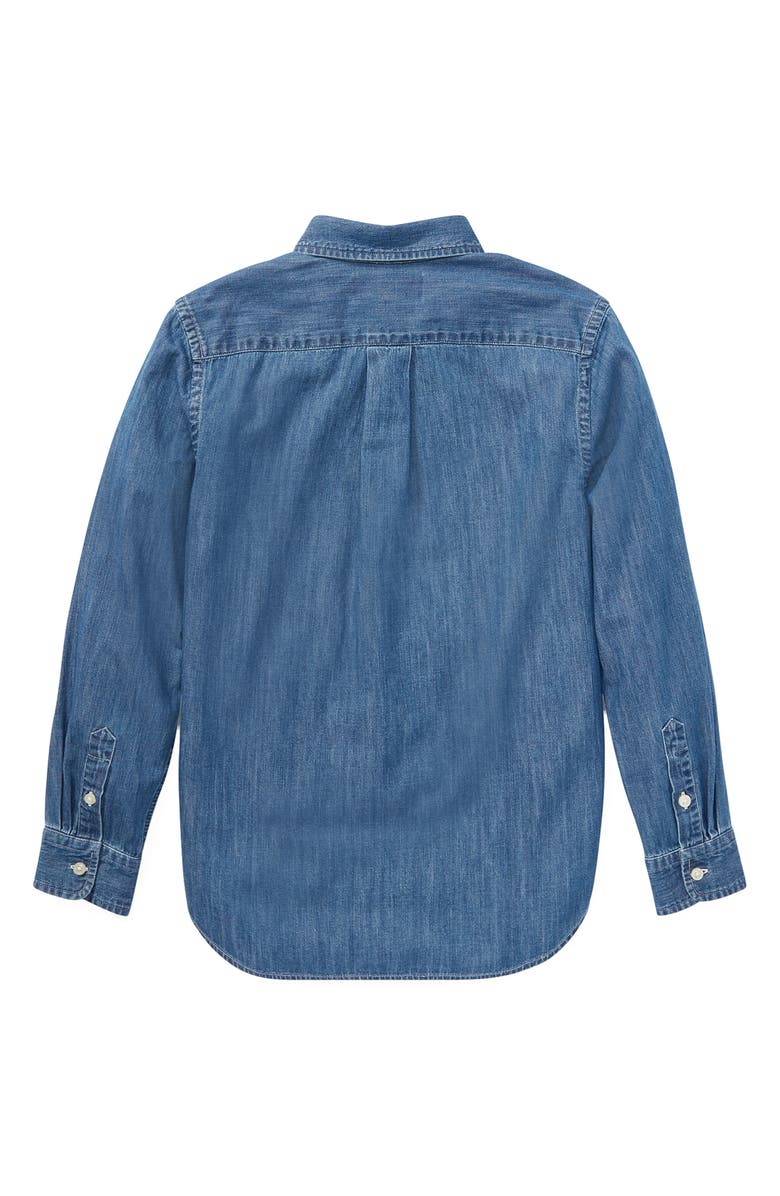 Polo Ralph Lauren Kids' Chambray Cotton Button-Down Shirt, Alternate, color, Dark Blue
