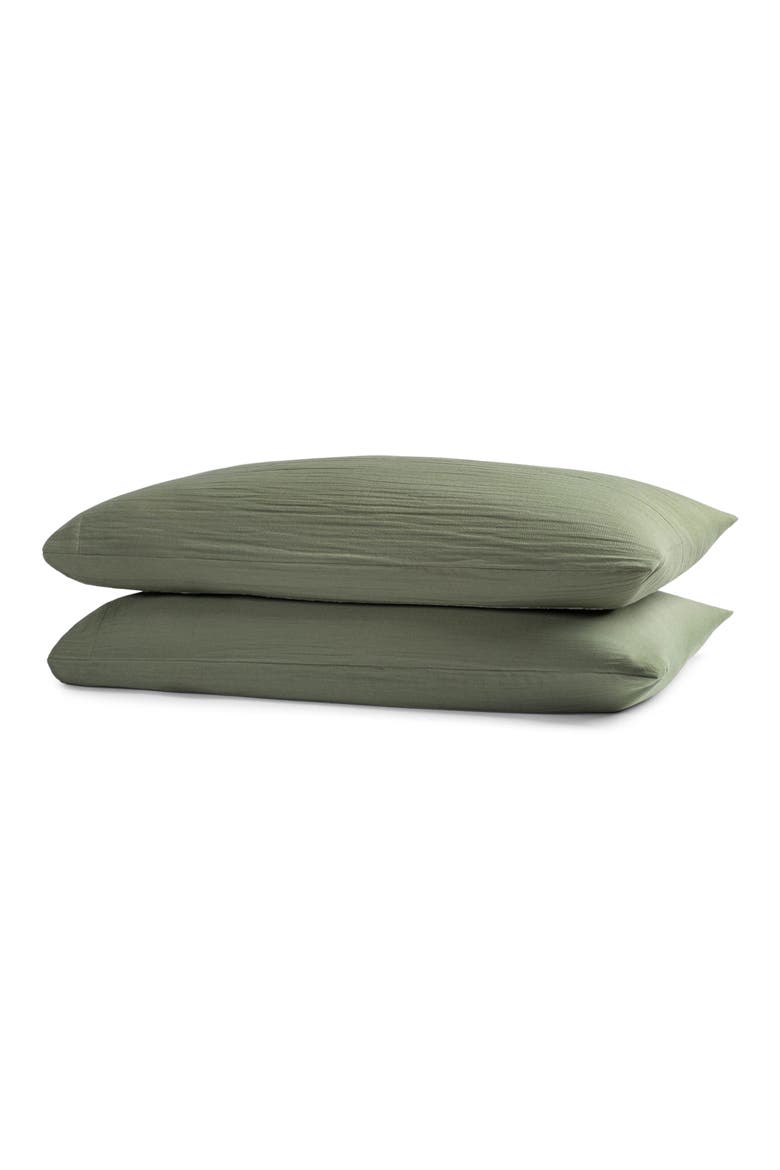 Zen Crinkled Cotton Gauze 4-Piece Sheet Set, Alternate, color, MATCHA