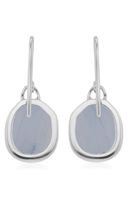 Monica Vinader Siren Semiprecious Stone Drop Earrings In Silver/blue Lace Agate