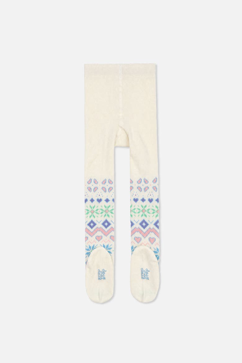 Fair Isle Ribbed Waistband Stretch Fit Tights, Alternate, color, Beige and Multicolored