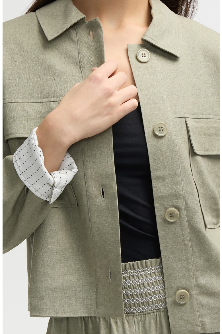 Double Pocket Shacket, Alternate, color, SAGE