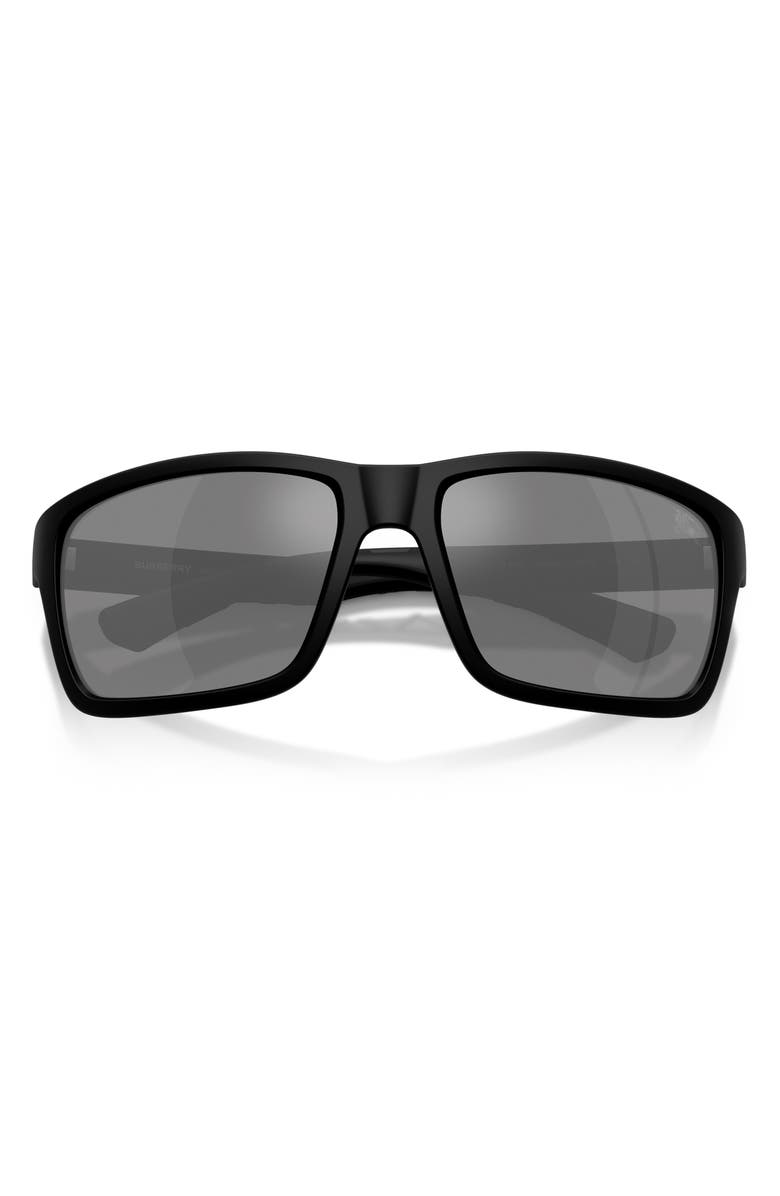 Burberry 60mm Rectangle Sunglasses, Alternate, color, Matte Black / Dark Grey Silver