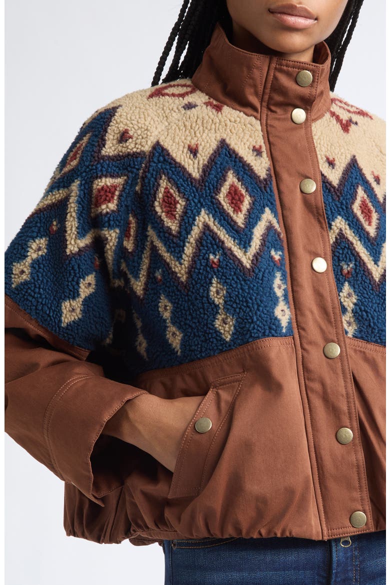 Knoll Mixed Media Fleece Jacket, Alternate, color, DEEP OCHRE