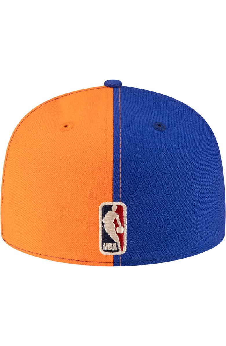New Era Men's New Era Orange/Blue New York Knicks 80s Throwback Pinwheel 59FIFTY Fitted Hat, Alternate, color, Orange
