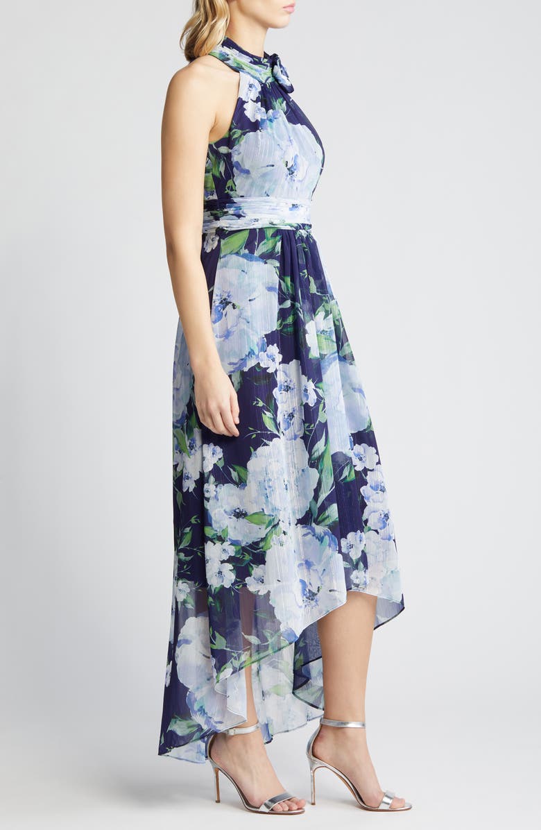 Eliza J Floral Chiffon High-Low Midi Dress, Alternate, color,