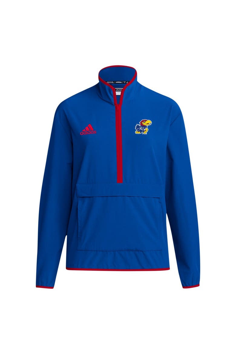 Men's adidas Royal Kansas Jayhawks 2024 Coaches Sideline Half-Zip Jacket, Alternate, color, Royal