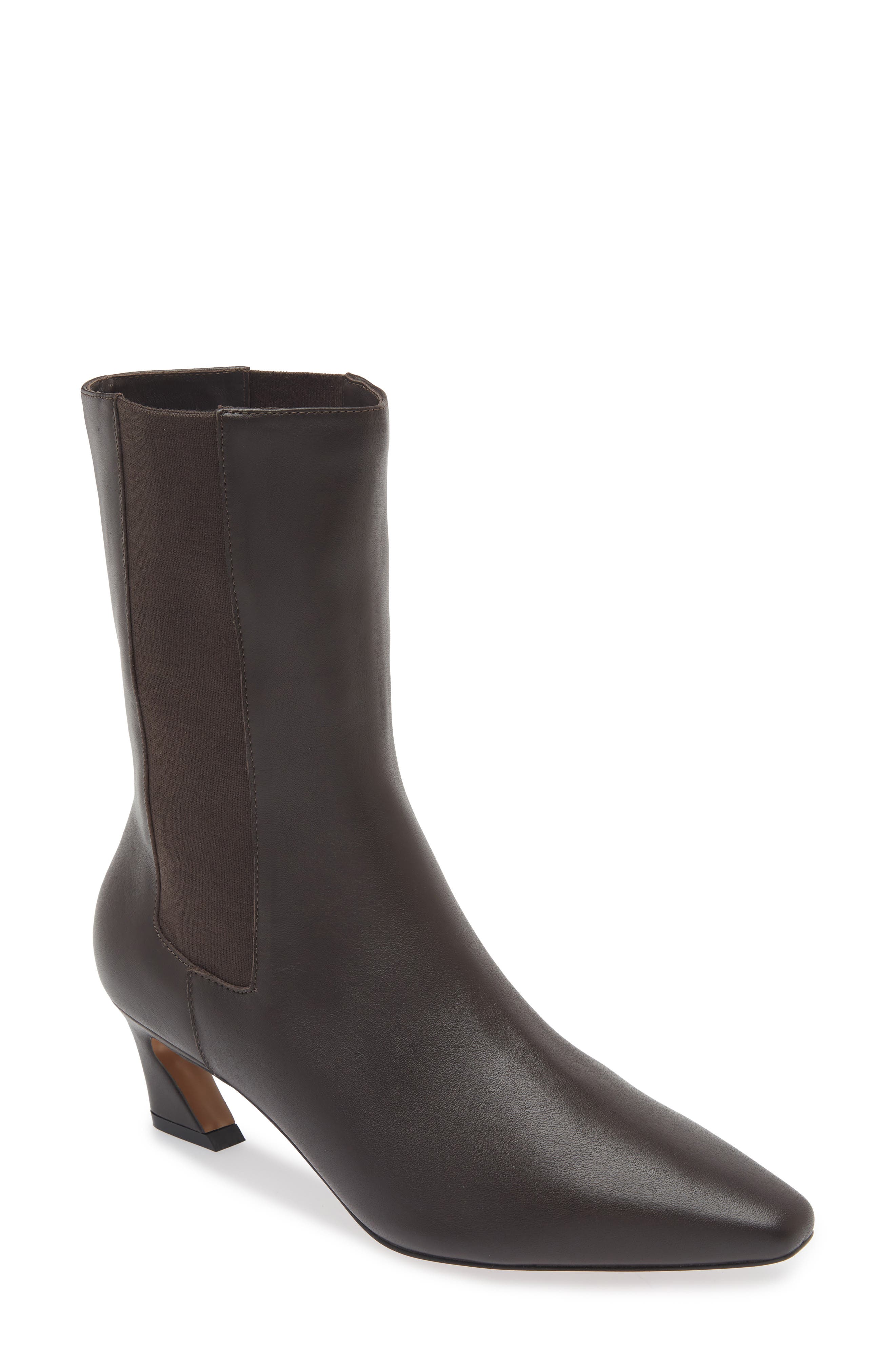 Mina Pointed Toe Chelsea Boot, Main, color, CHOCOLATE